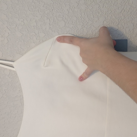 Lulu's Spoonful of Sass white fitted sleeveless ruffle trim bodycon mini dress - Picture 10 of 15